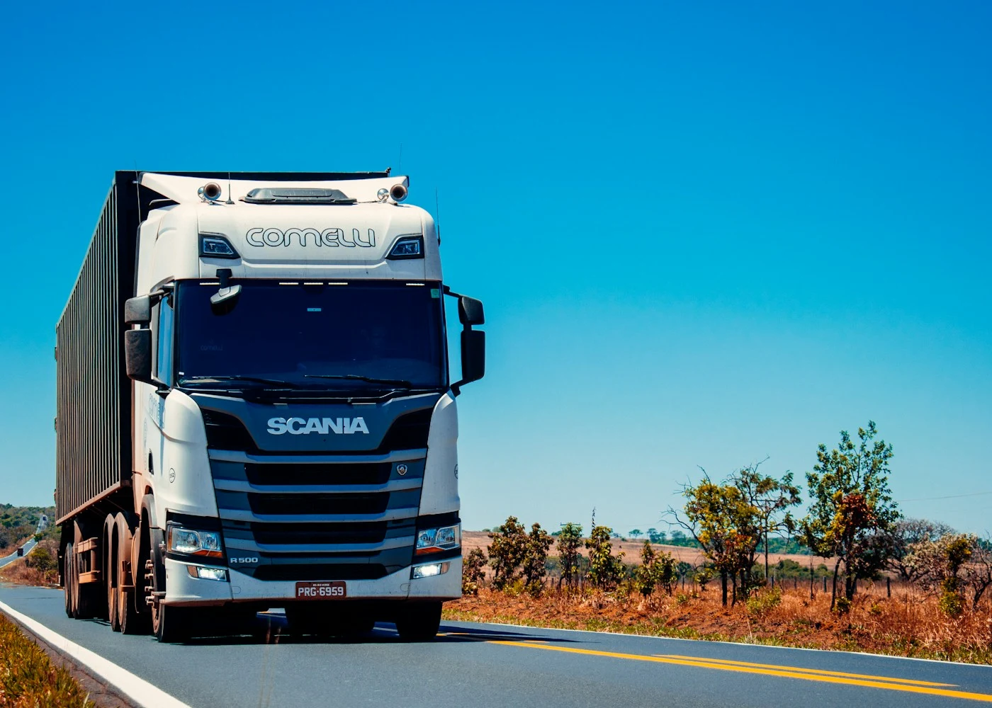 Heavy-duty Scania semi-truck on Ontario highway